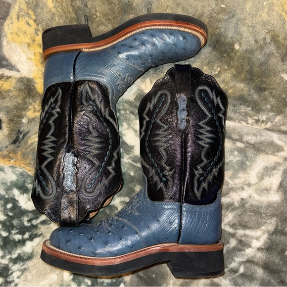 Lucchese Black and Blue Women's Cowboy Boots - Picture 3 of 6